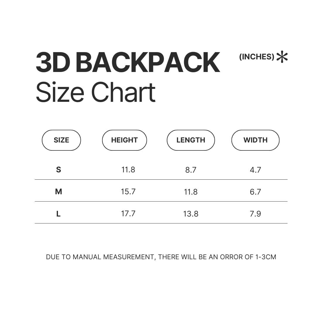 3D Backpack Size Chart - Ariana Grande UK Shop