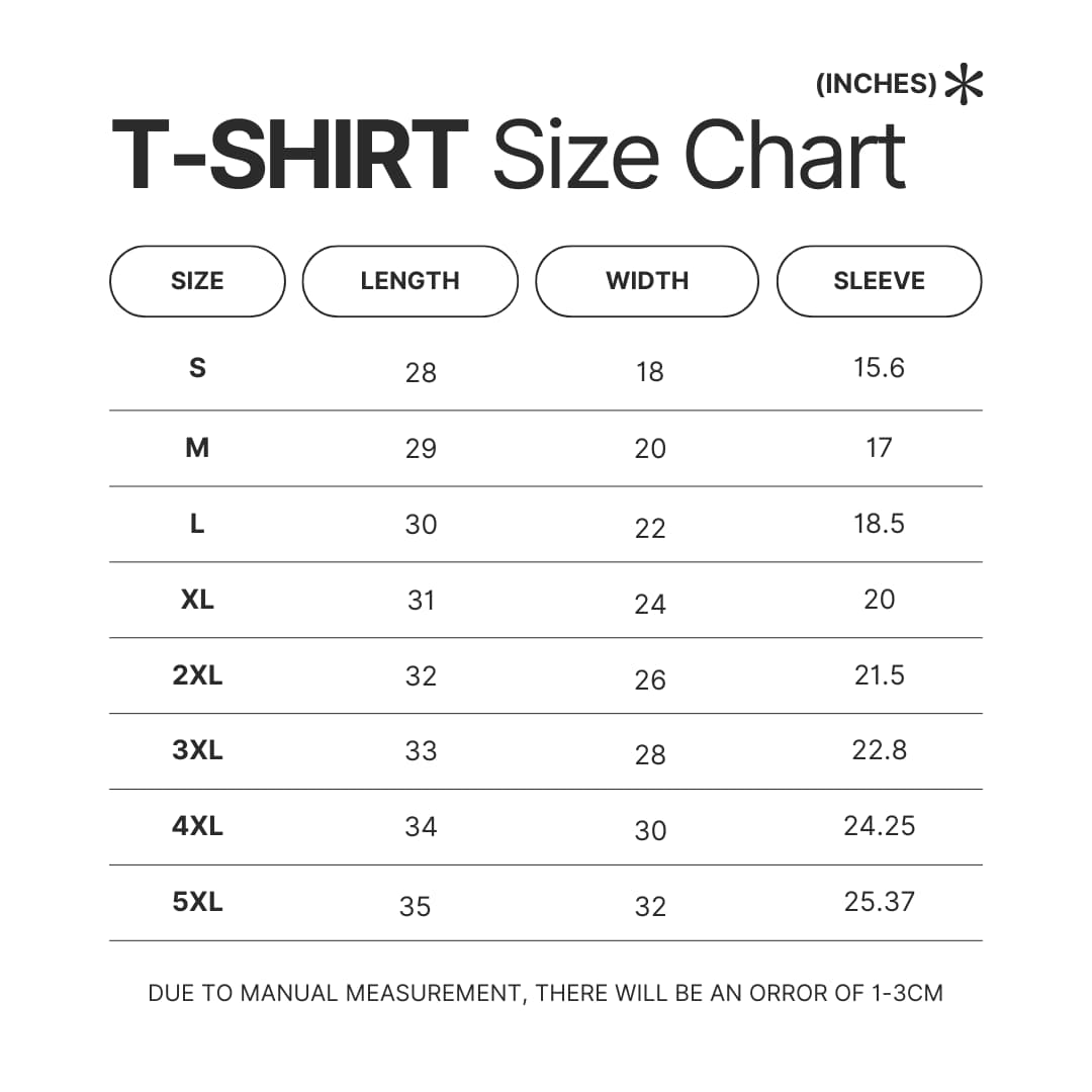 T shirt Size Chart - Ariana Grande UK Shop