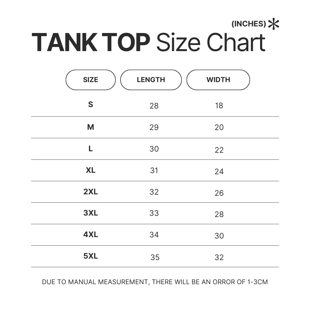 Tank Top Size Chart - Ariana Grande UK Shop