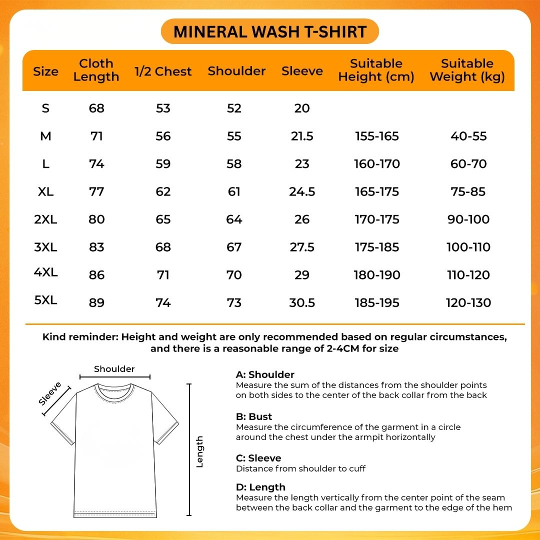 Mineral Wash T Shirt Size Chart 1 - Ariana Grande UK Shop